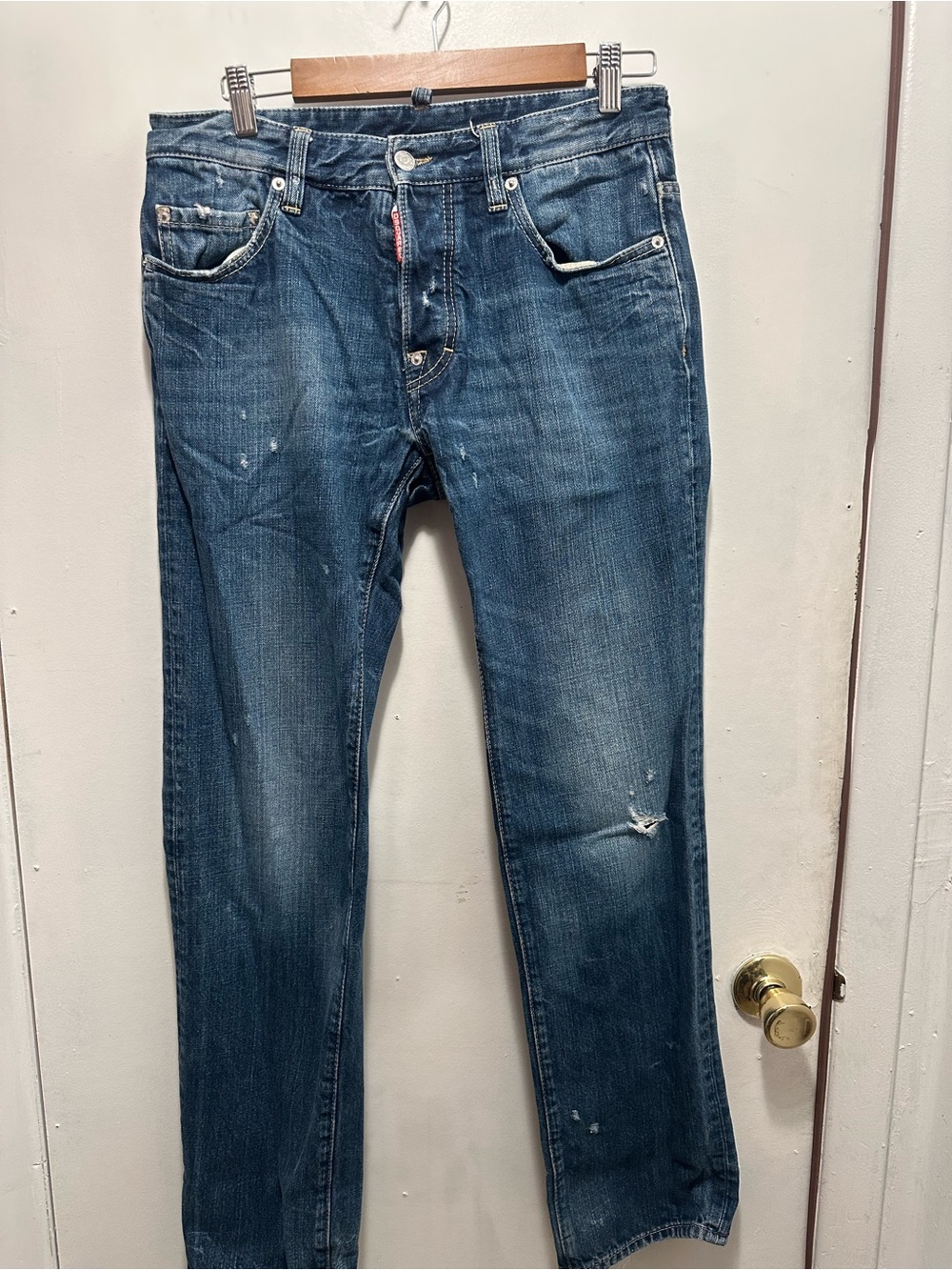 DSQUARED2 Made in Italy Distressed Blue Jeans Denim Button Fly SIZE 46
